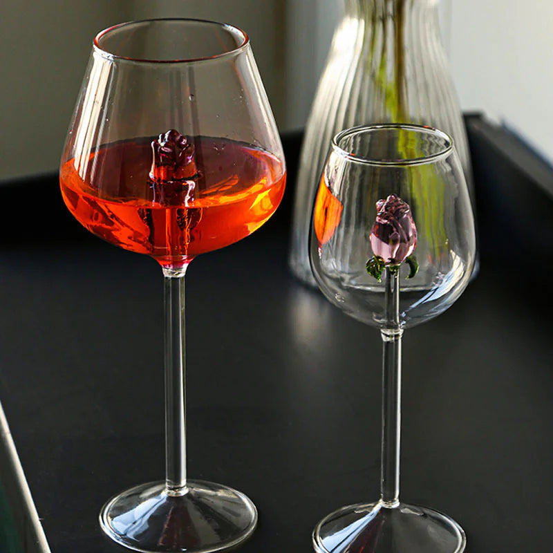 Rose Wine Glass / Verre à vin avec rose