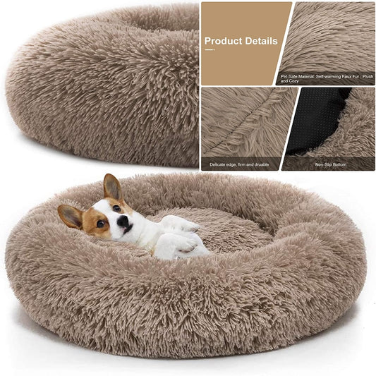 Pet Dog Bed Comfortable Donut Cuddler / Lit pour chat ou chien confortable